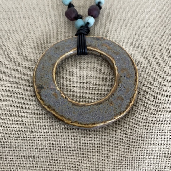 Ceramic necklace with glass beads - Picture 4 of 8